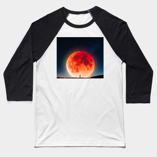 Red Moon Baseball T-Shirt by sherifarts